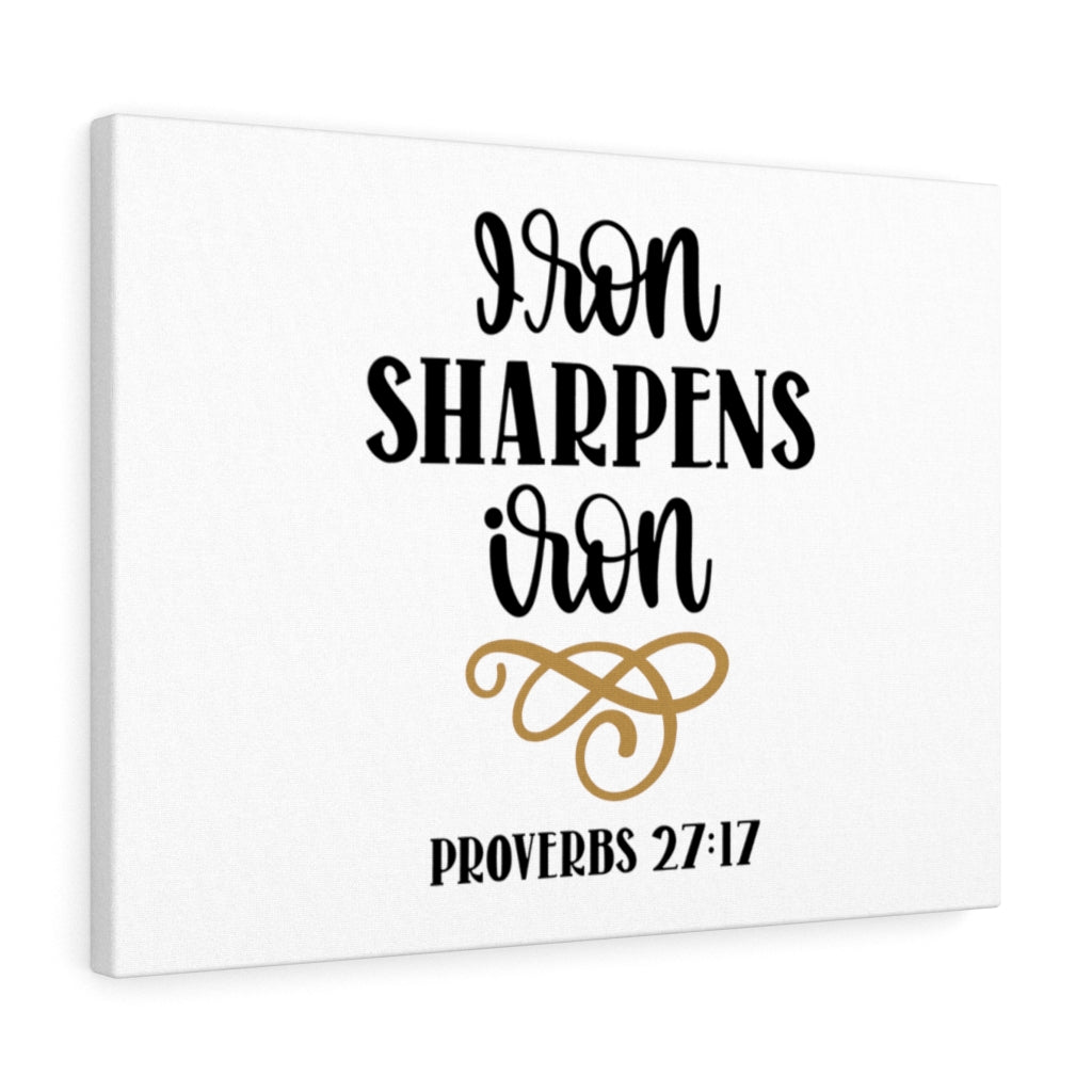 Scripture Walls Iron Sharpens Iron Proverbs 27:17 Bible Verse Canvas Christian Wall Art Ready to Hang Unframed-Express Your Love Gifts