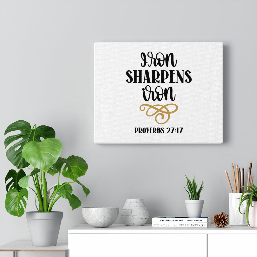Scripture Walls Iron Sharpens Iron Proverbs 27:17 Bible Verse Canvas Christian Wall Art Ready to Hang Unframed-Express Your Love Gifts