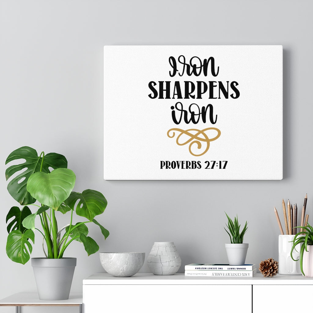 Scripture Walls Iron Sharpens Iron Proverbs 27:17 Bible Verse Canvas Christian Wall Art Ready to Hang Unframed-Express Your Love Gifts