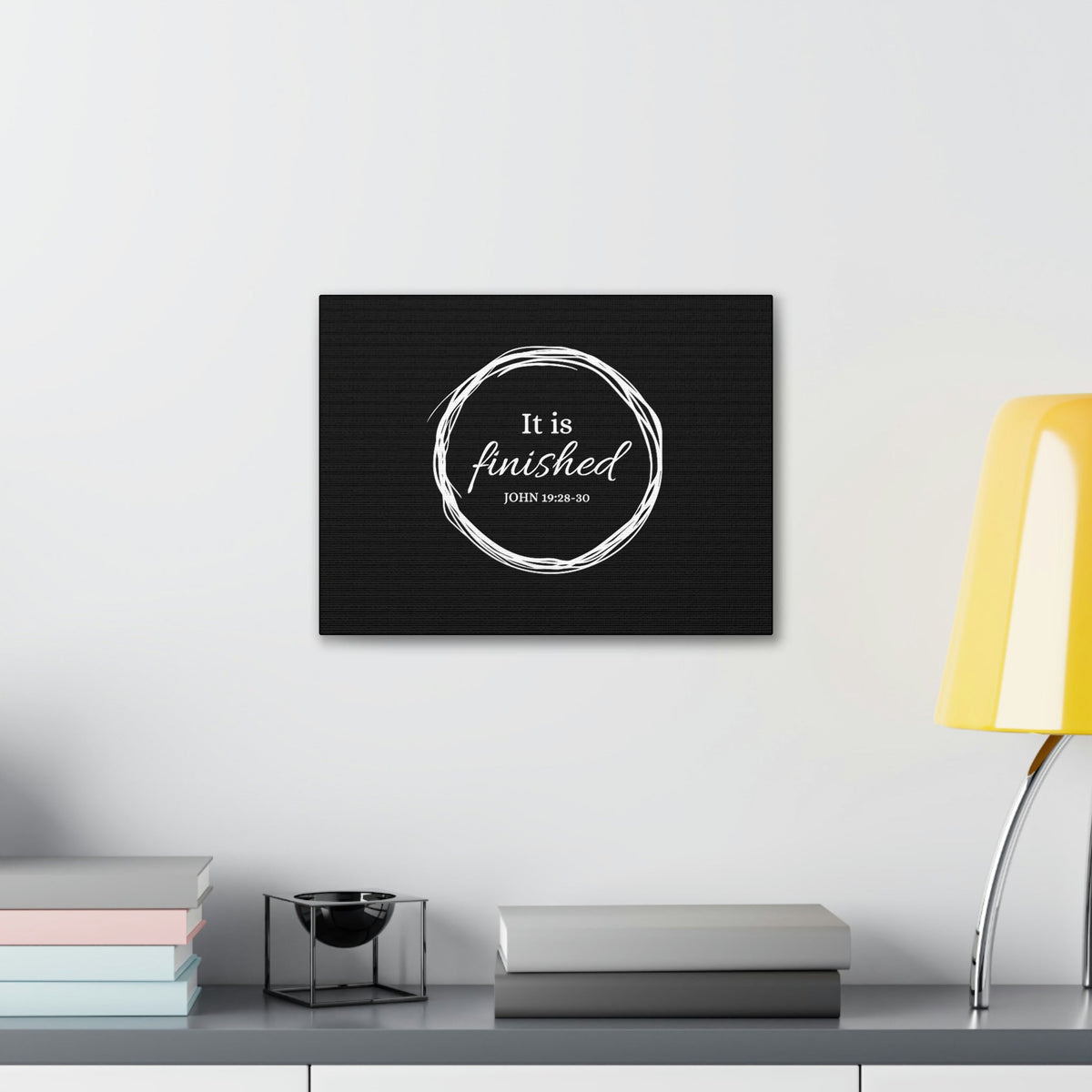 Scripture Walls It Is Finished 2 Timothy 4:7 Circle Black Christian Wall Art Bible Verse Print Ready to Hang Unframed-Express Your Love Gifts