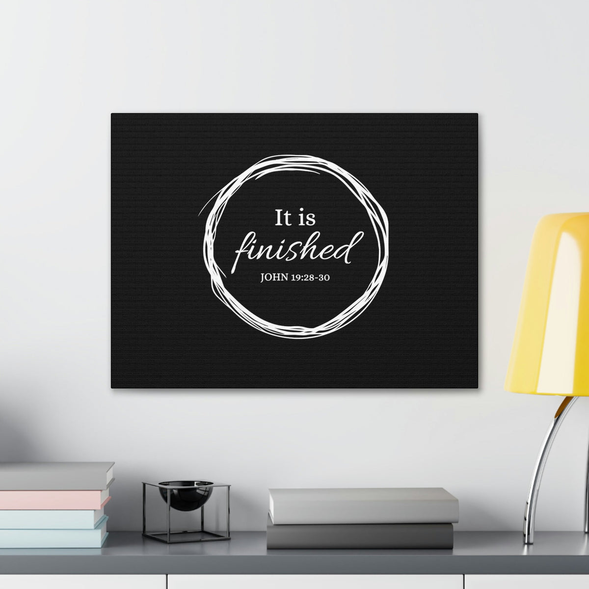 Scripture Walls It Is Finished 2 Timothy 4:7 Circle Black Christian Wall Art Bible Verse Print Ready to Hang Unframed-Express Your Love Gifts
