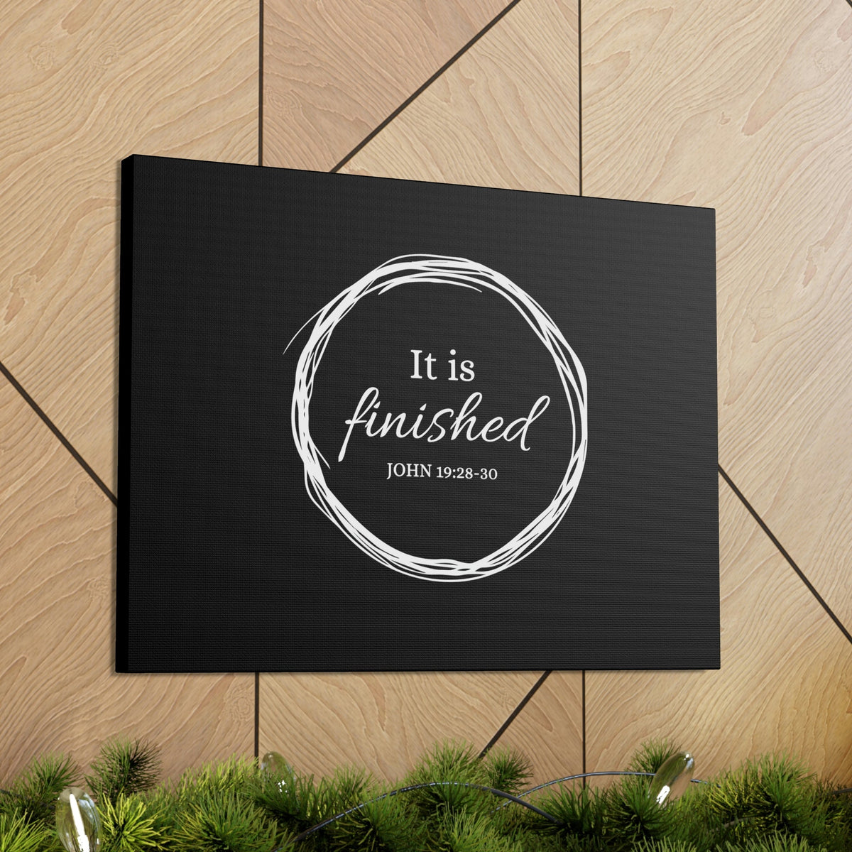 Scripture Walls It Is Finished 2 Timothy 4:7 Circle Black Christian Wall Art Bible Verse Print Ready to Hang Unframed-Express Your Love Gifts