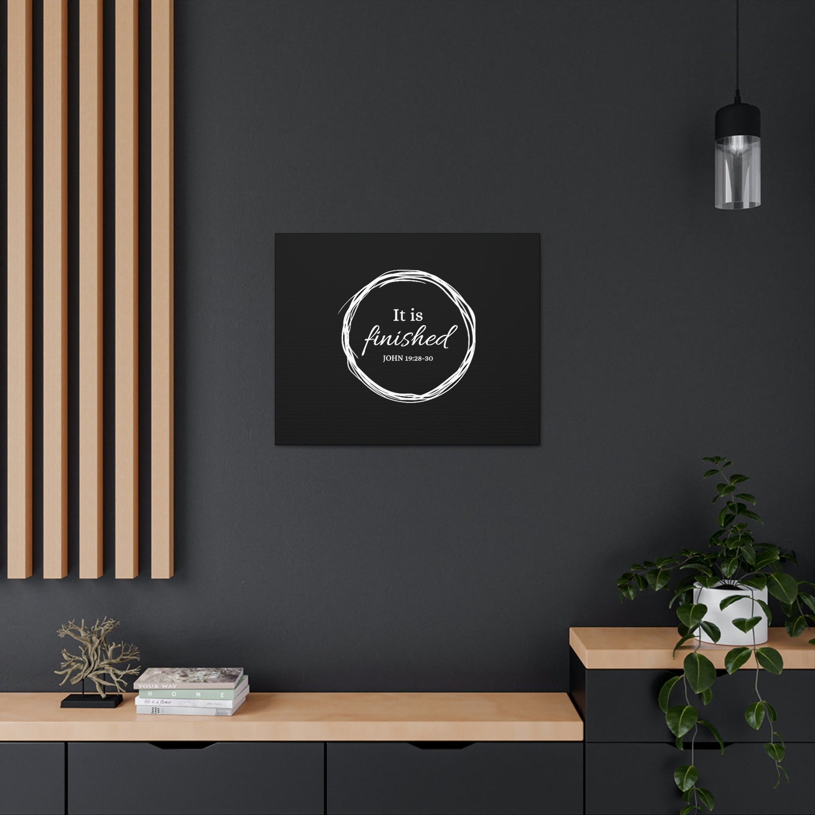 Scripture Walls It Is Finished 2 Timothy 4:7 Circle Black Christian Wall Art Bible Verse Print Ready to Hang Unframed-Express Your Love Gifts