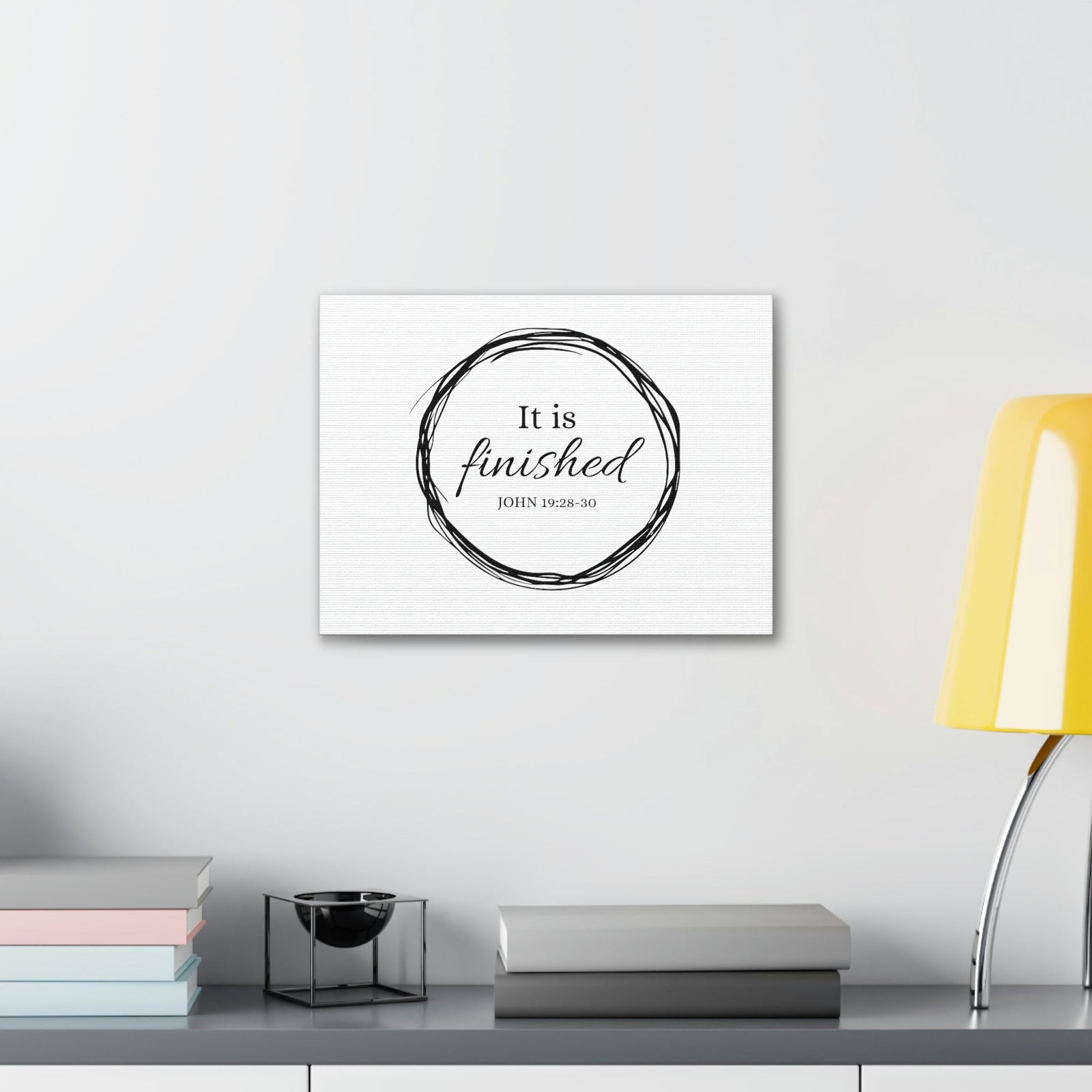 Scripture Walls It Is Finished 2 Timothy 4:7 Circle White Christian Wall Art Bible Verse Print Ready to Hang Unframed-Express Your Love Gifts