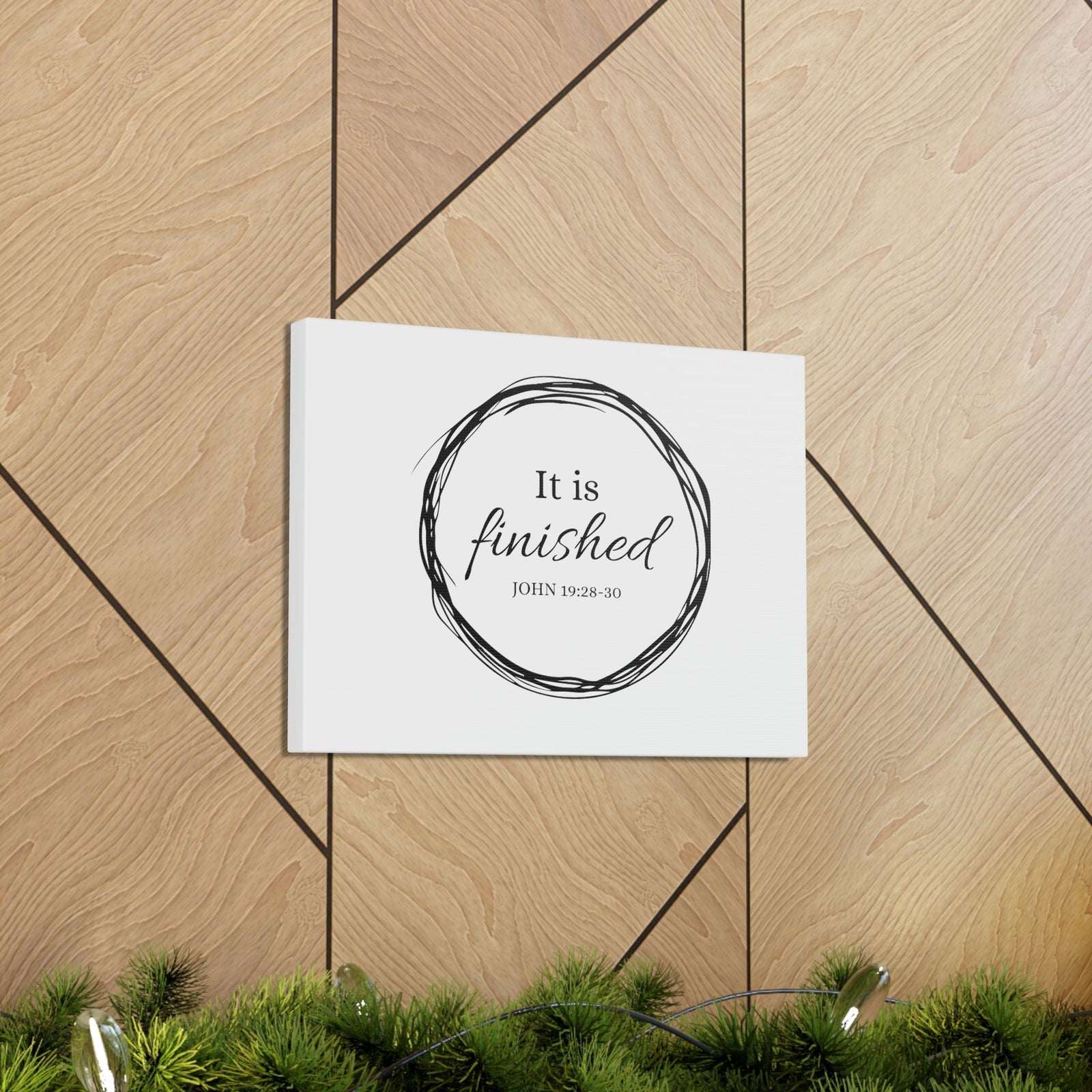 Scripture Walls It Is Finished 2 Timothy 4:7 Circle White Christian Wall Art Bible Verse Print Ready to Hang Unframed-Express Your Love Gifts