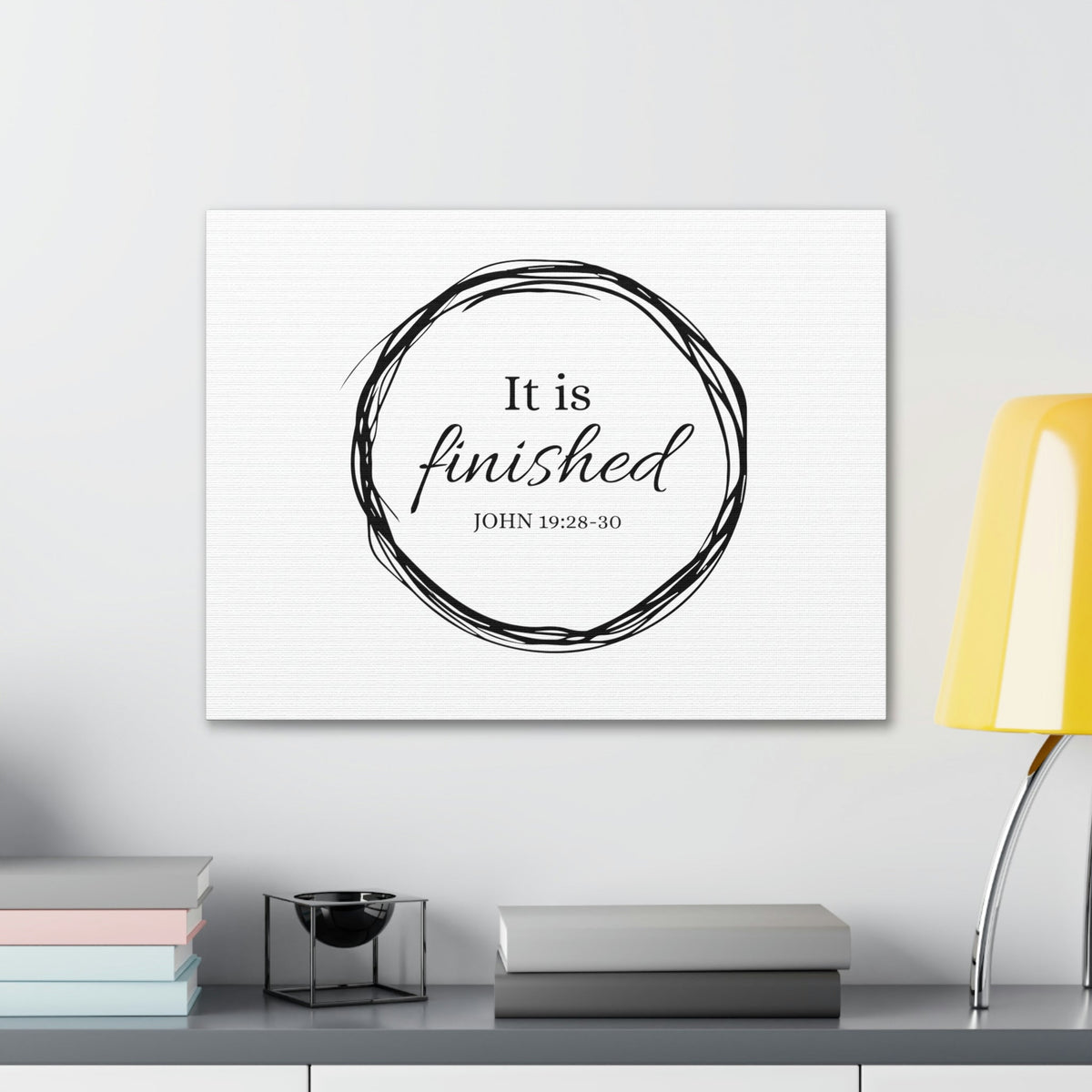 Scripture Walls It Is Finished 2 Timothy 4:7 Circle White Christian Wall Art Bible Verse Print Ready to Hang Unframed-Express Your Love Gifts