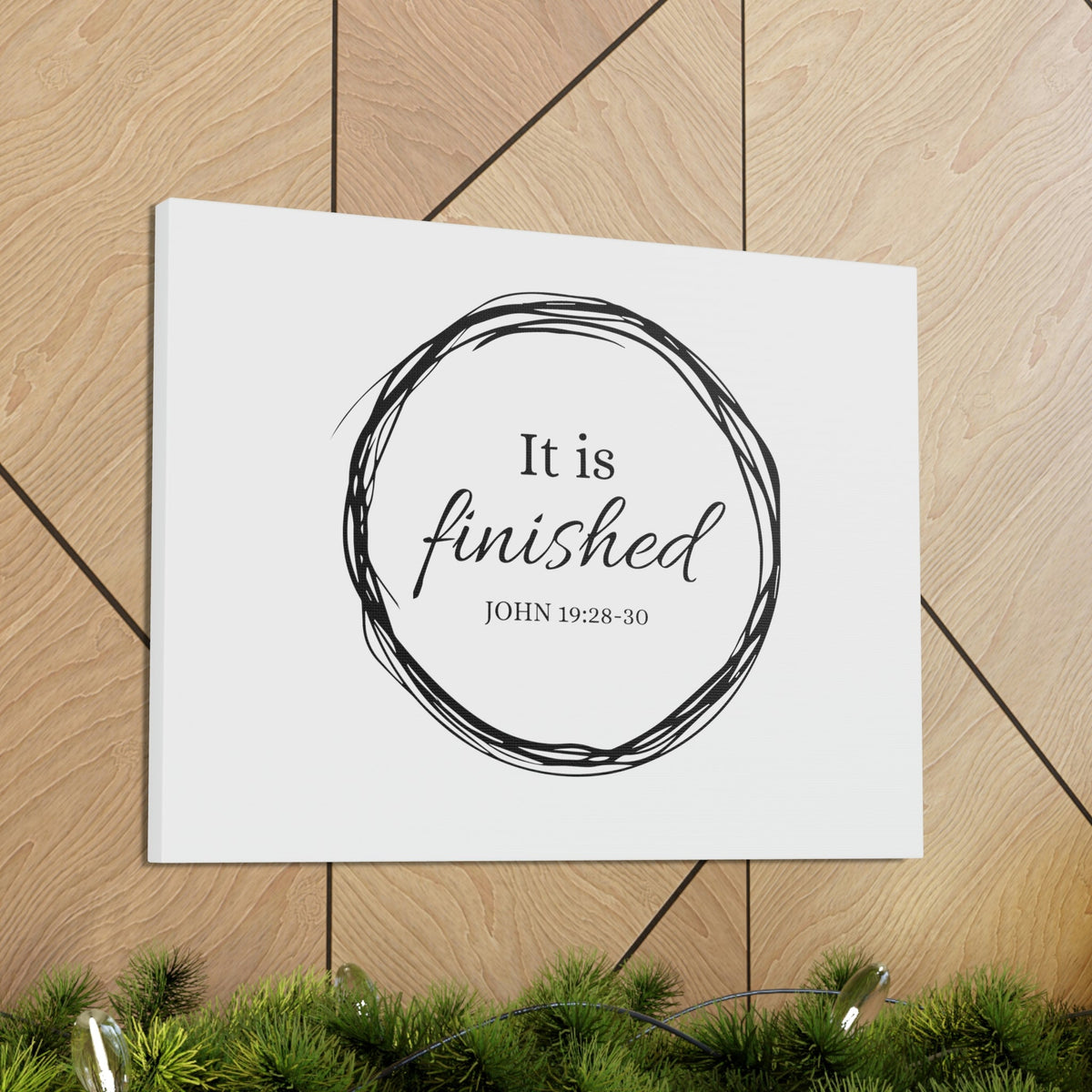 Scripture Walls It Is Finished 2 Timothy 4:7 Circle White Christian Wall Art Bible Verse Print Ready to Hang Unframed-Express Your Love Gifts