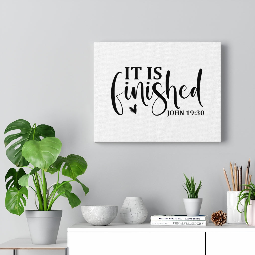 Scripture Walls It Is Finished Heart John 19:30 Bible Verse Canvas Christian Wall Art Ready to Hang Unframed-Express Your Love Gifts