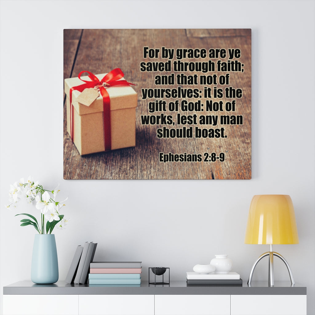 Scripture Walls It Is The Gift Of God Ephesians 2:8-9 Bible Verse Canvas Christian Wall Art Ready to Hang Unframed-Express Your Love Gifts
