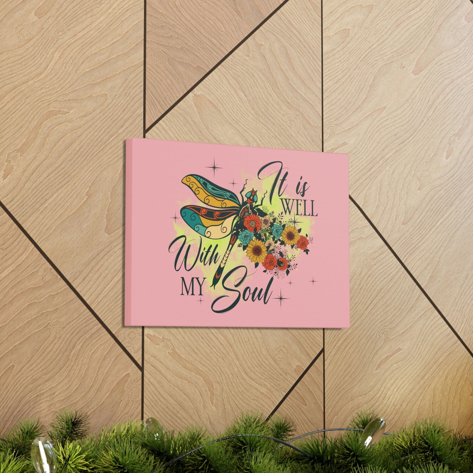 Scripture Walls It Is Well Psalm 42:7 Dragonfly Green Christian Wall Art Bible Verse Print Ready to Hang Unframed-Express Your Love Gifts