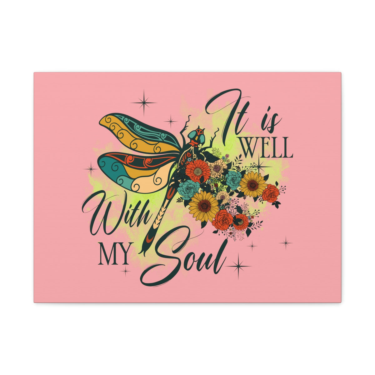 Scripture Walls It Is Well Psalm 42:7 Dragonfly Green Christian Wall Art Bible Verse Print Ready to Hang Unframed-Express Your Love Gifts