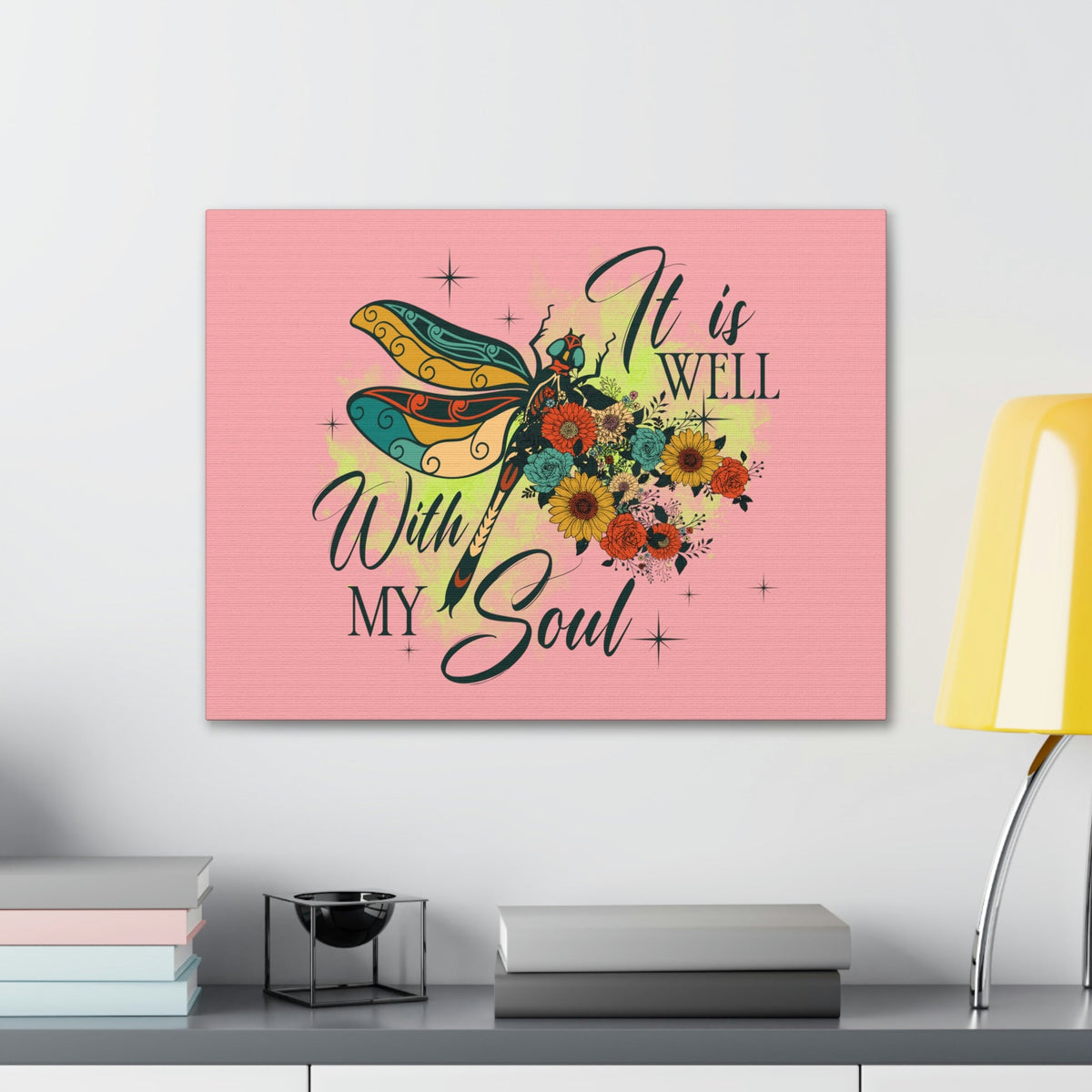 Scripture Walls It Is Well Psalm 42:7 Dragonfly Green Christian Wall Art Bible Verse Print Ready to Hang Unframed-Express Your Love Gifts
