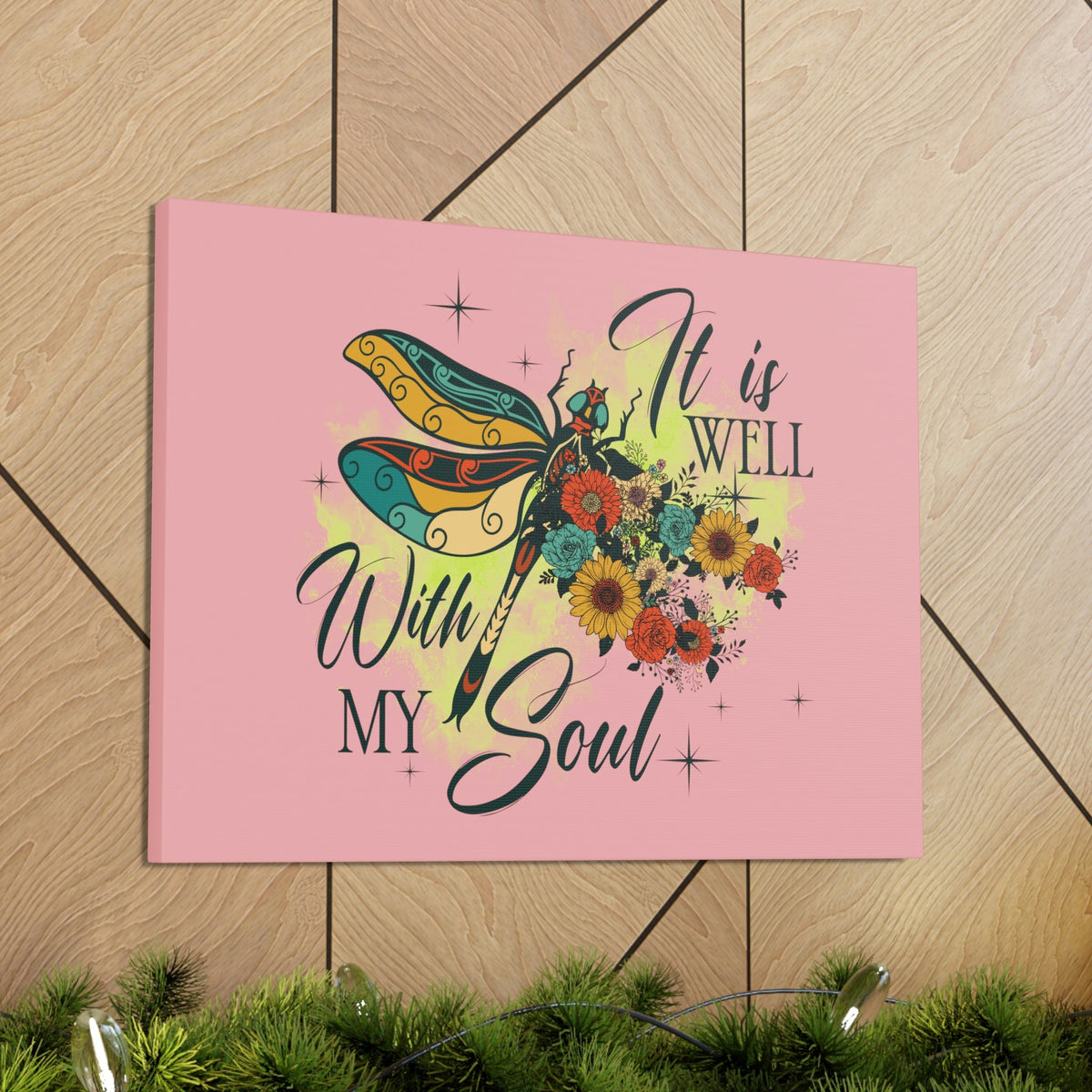 Scripture Walls It Is Well Psalm 42:7 Dragonfly Green Christian Wall Art Bible Verse Print Ready to Hang Unframed-Express Your Love Gifts