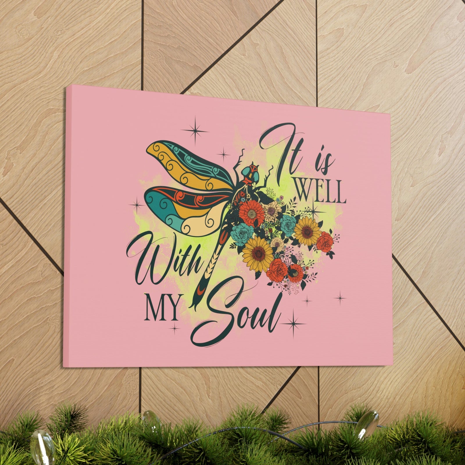 Scripture Walls It Is Well Psalm 42:7 Dragonfly Green Christian Wall Art Bible Verse Print Ready to Hang Unframed-Express Your Love Gifts