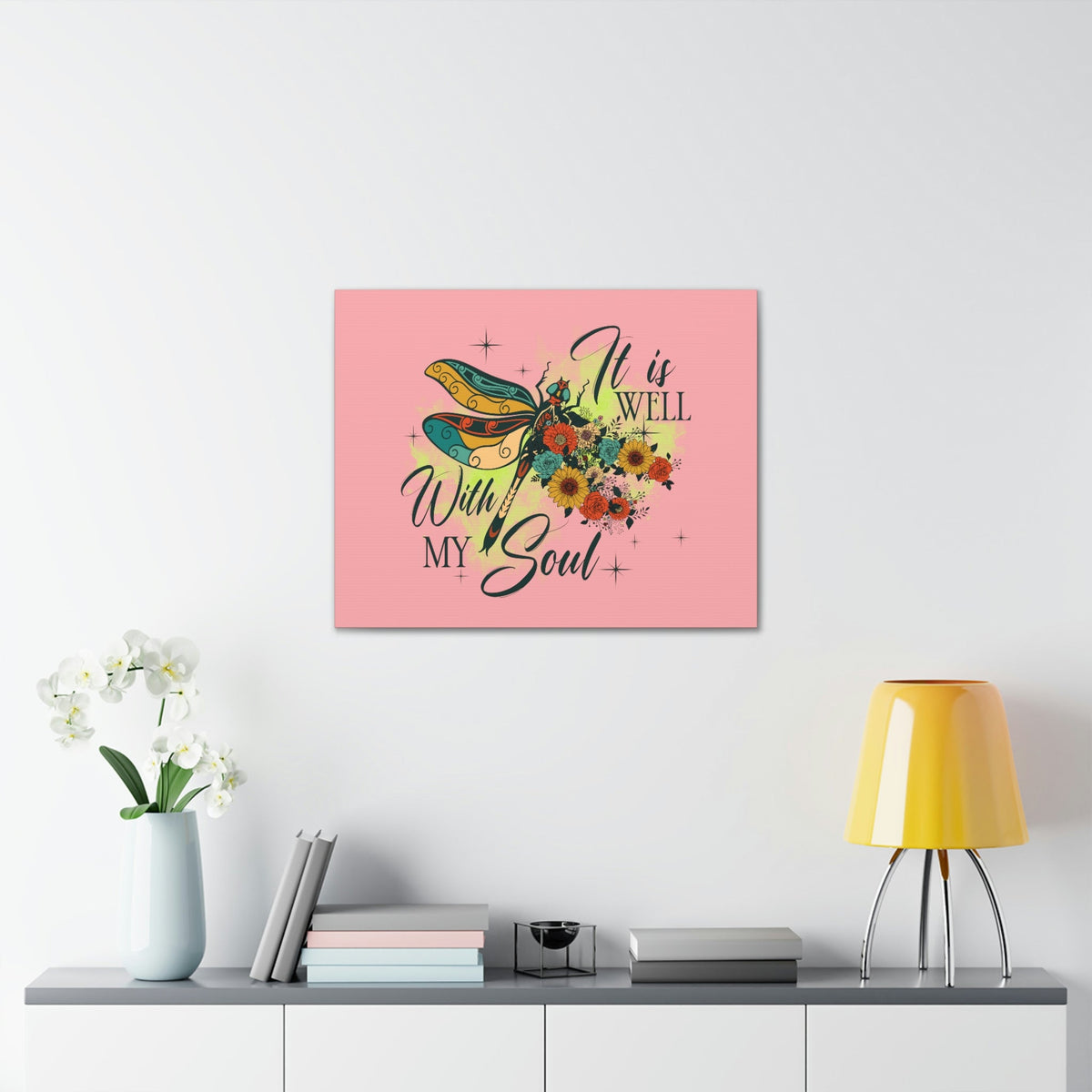 Scripture Walls It Is Well Psalm 42:7 Dragonfly Green Christian Wall Art Bible Verse Print Ready to Hang Unframed-Express Your Love Gifts