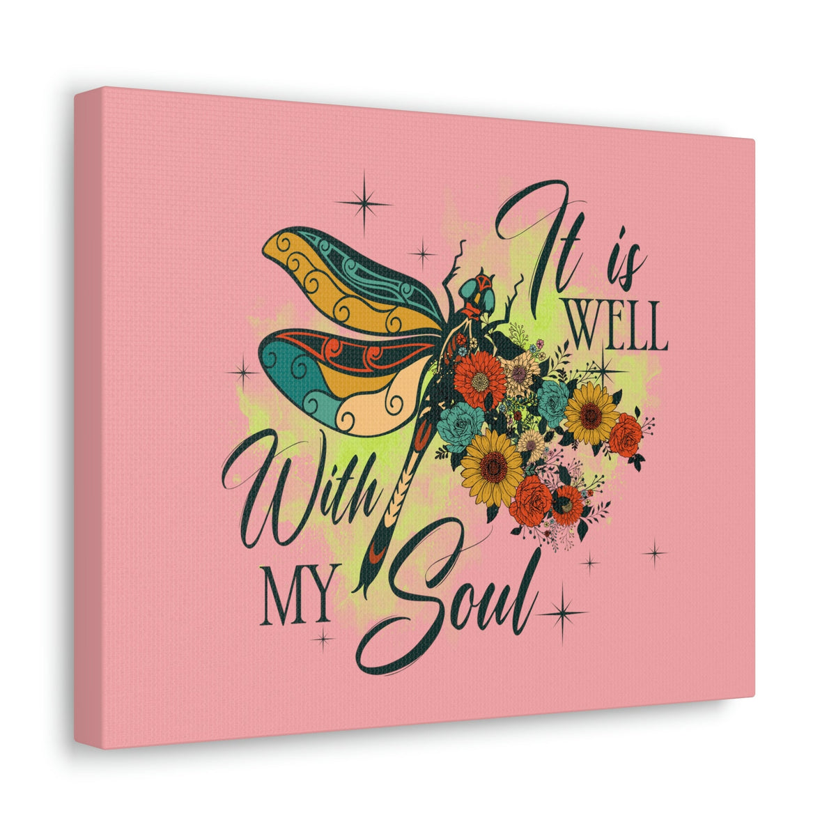 Scripture Walls It Is Well Psalm 42:7 Dragonfly Green Christian Wall Art Bible Verse Print Ready to Hang Unframed-Express Your Love Gifts