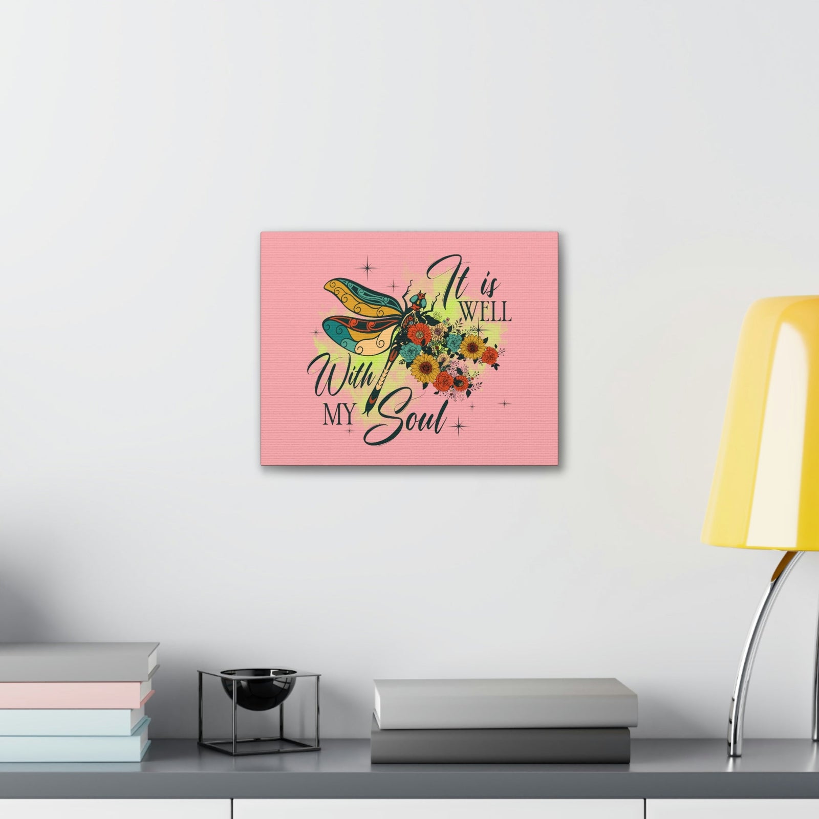 Scripture Walls It Is Well Psalm 42:7 Dragonfly Green Christian Wall Art Bible Verse Print Ready to Hang Unframed-Express Your Love Gifts