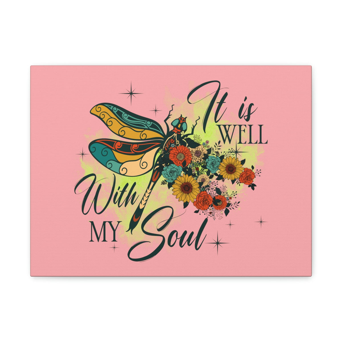 Scripture Walls It Is Well Psalm 42:7 Dragonfly Green Christian Wall Art Bible Verse Print Ready to Hang Unframed-Express Your Love Gifts