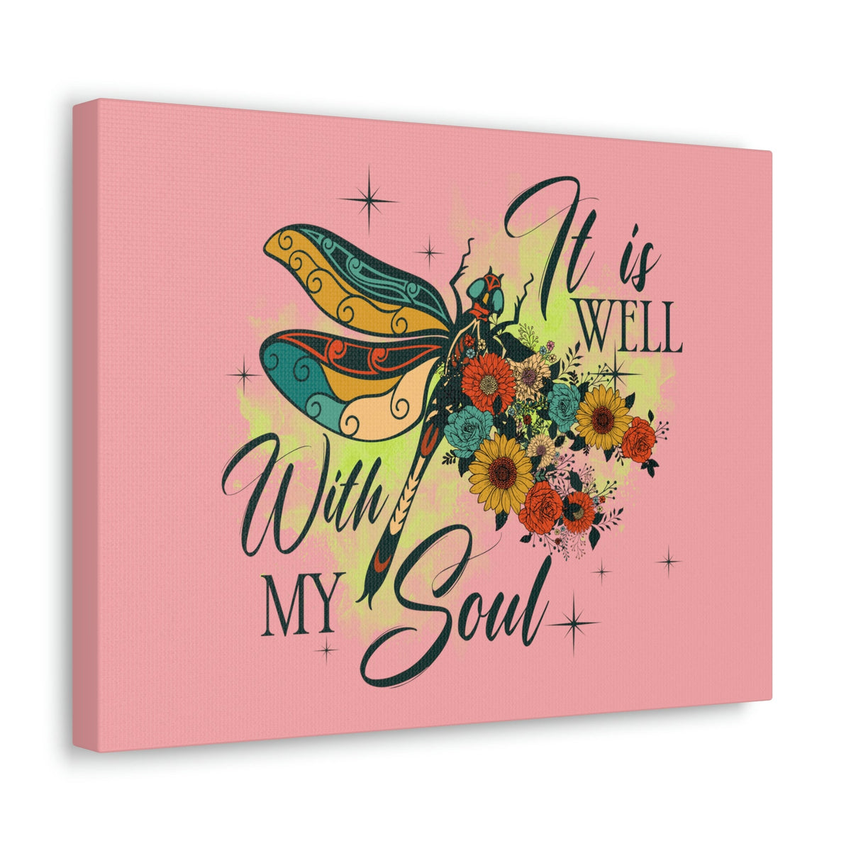 Scripture Walls It Is Well Psalm 42:7 Dragonfly Green Christian Wall Art Bible Verse Print Ready to Hang Unframed-Express Your Love Gifts