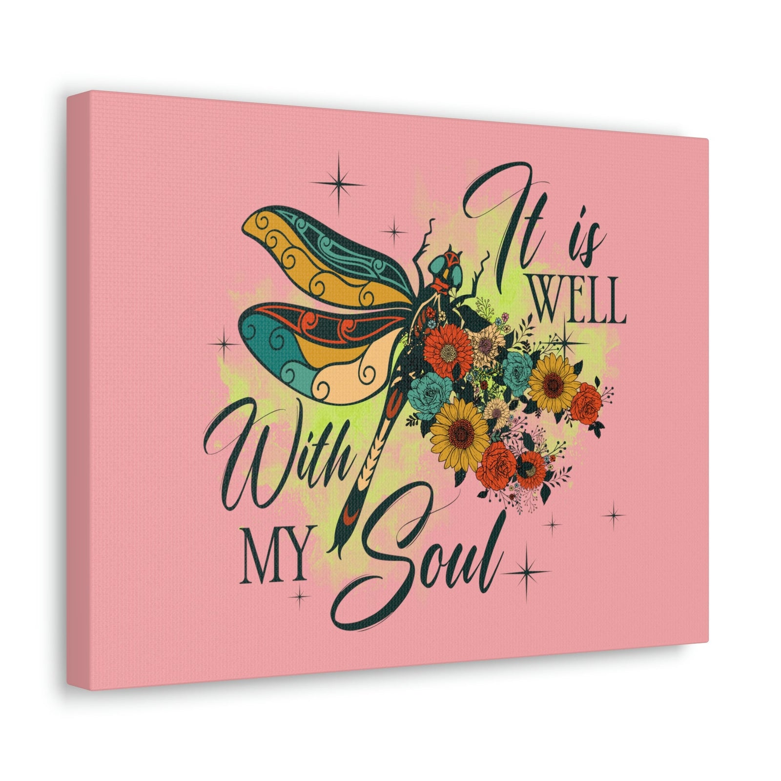 Scripture Walls It Is Well Psalm 42:7 Dragonfly Green Christian Wall Art Bible Verse Print Ready to Hang Unframed-Express Your Love Gifts