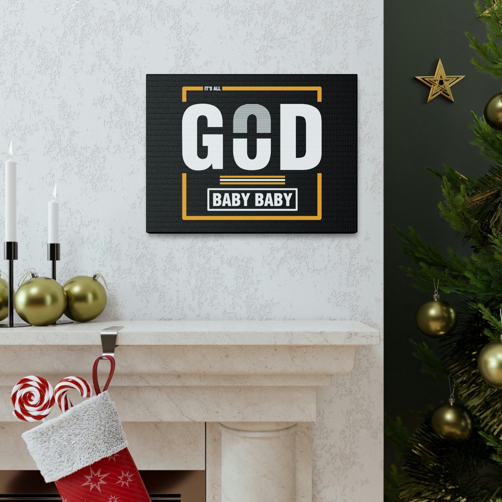 Scripture Walls It's All God Baby Hebrews 13:8 Black Christian Wall Art Bible Verse Print Ready to Hang Unframed-Express Your Love Gifts