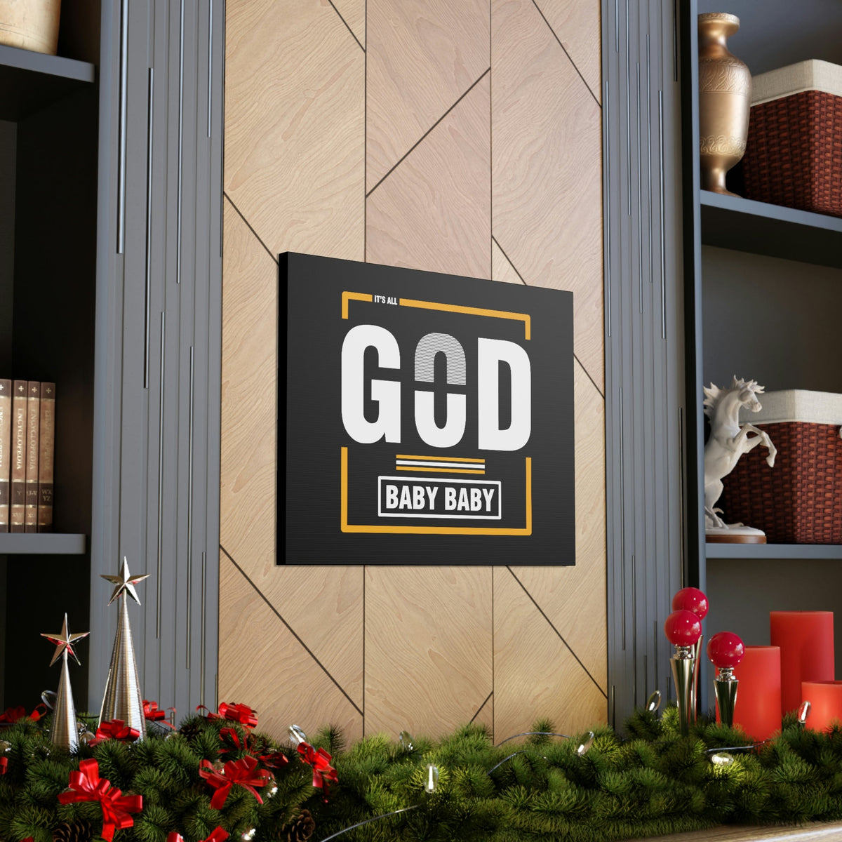 Scripture Walls It's All God Baby Hebrews 13:8 Black Christian Wall Art Bible Verse Print Ready to Hang Unframed-Express Your Love Gifts