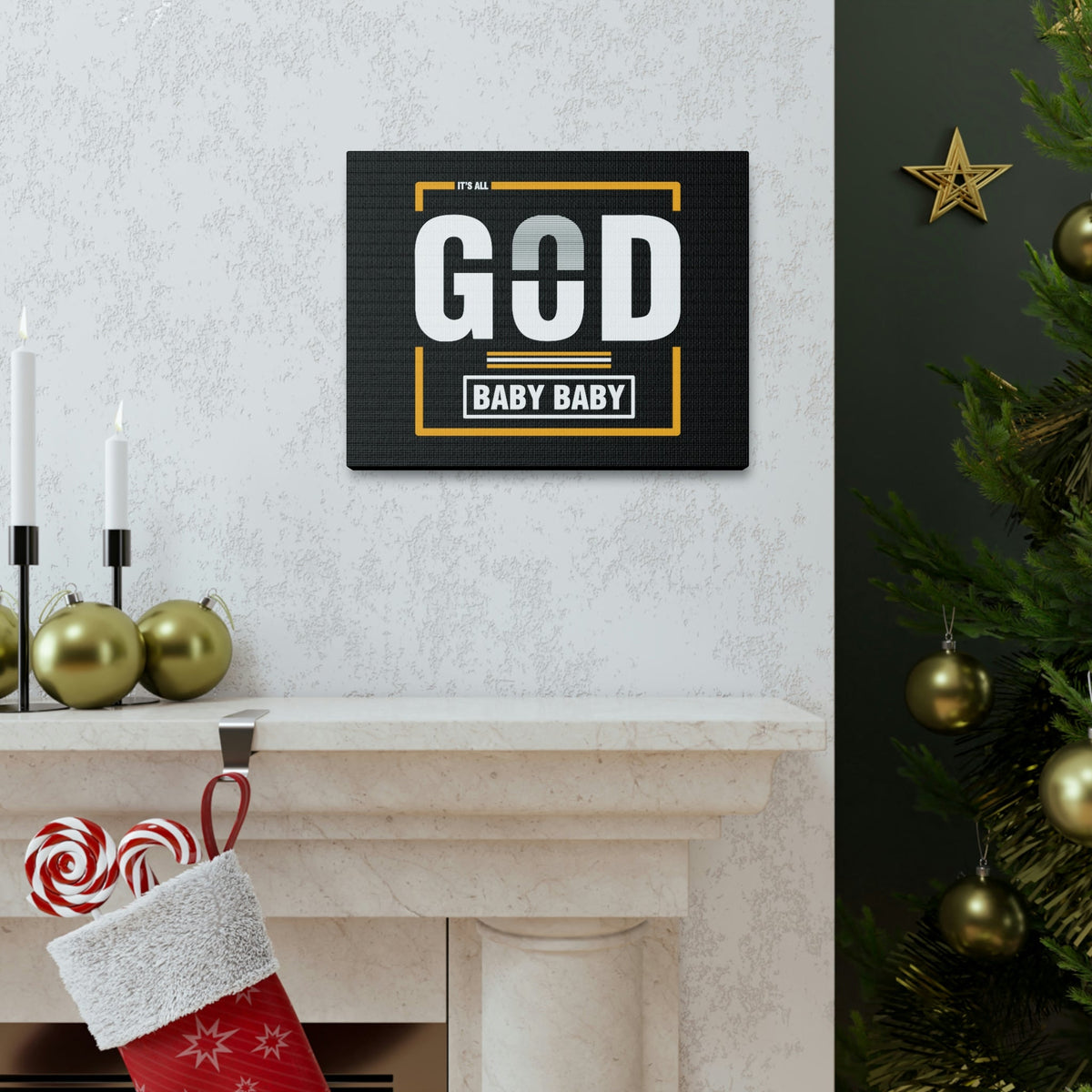 Scripture Walls It's All God Baby Hebrews 13:8 Black Christian Wall Art Bible Verse Print Ready to Hang Unframed-Express Your Love Gifts