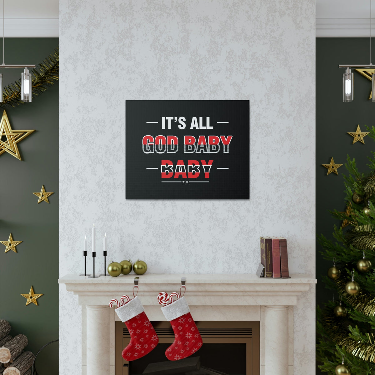 Scripture Walls It's All God Baby Hebrews 13:8 Red Christian Wall Art Bible Verse Print Ready to Hang Unframed-Express Your Love Gifts