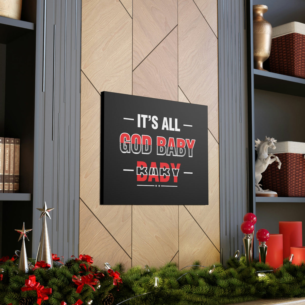 Scripture Walls It's All God Baby Hebrews 13:8 Red Christian Wall Art Bible Verse Print Ready to Hang Unframed-Express Your Love Gifts