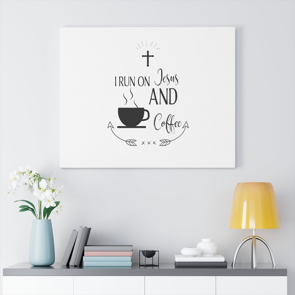 Scripture Walls Jesus And Coffee Bible Verse Canvas Christian Wall Art Ready to Hang Unframed-Express Your Love Gifts