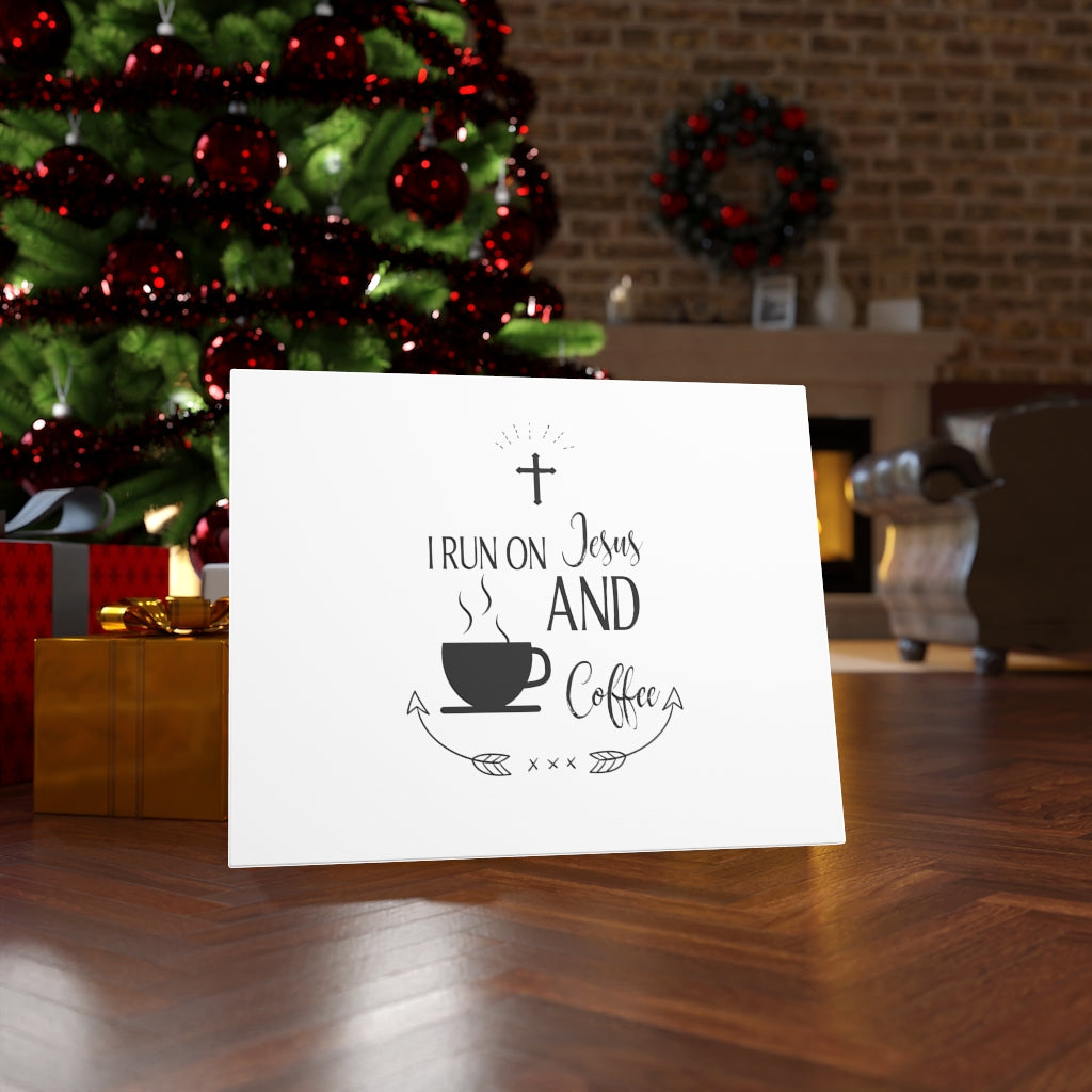 Scripture Walls Jesus And Coffee Bible Verse Canvas Christian Wall Art Ready to Hang Unframed-Express Your Love Gifts