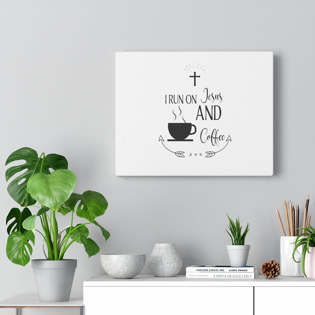 Scripture Walls Jesus And Coffee Bible Verse Canvas Christian Wall Art Ready to Hang Unframed-Express Your Love Gifts