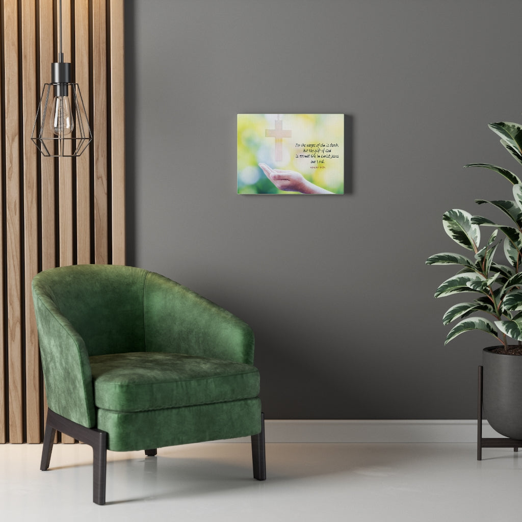 Scripture Walls Jesus Christ Our Lord Romans 6:23 Bible Verse Canvas Christian Wall Art Ready to Hang Unframed-Express Your Love Gifts