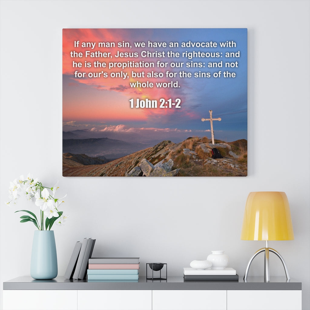 Scripture Walls Jesus Christ The Righteous 1 John 2:1-2 Bible Verse Canvas Christian Wall Art Ready to Hang Unframed-Express Your Love Gifts