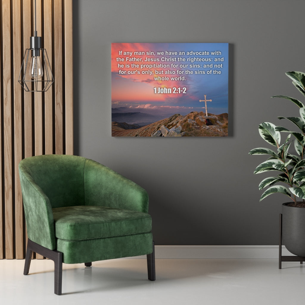 Scripture Walls Jesus Christ The Righteous 1 John 2:1-2 Bible Verse Canvas Christian Wall Art Ready to Hang Unframed-Express Your Love Gifts