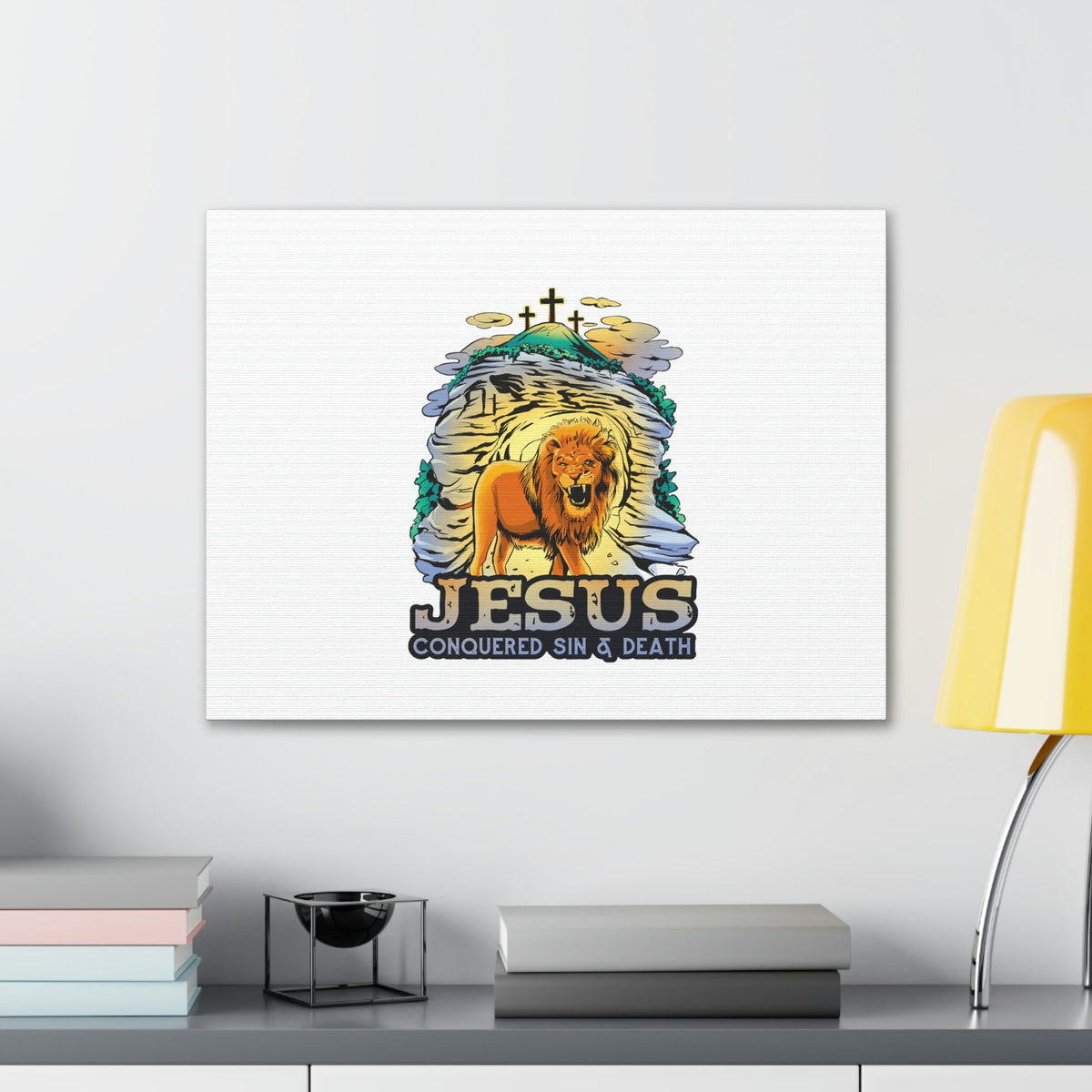 Scripture Walls Jesus Conquered Sin And Death 1 Corinthians 15:55-57 Christian Wall Art Bible Verse Print Ready to Hang Unframed-Express Your Love Gifts