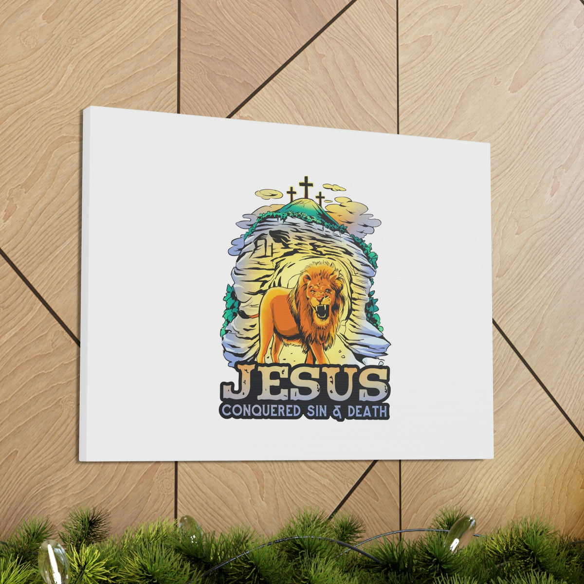 Scripture Walls Jesus Conquered Sin And Death 1 Corinthians 15:55-57 Christian Wall Art Bible Verse Print Ready to Hang Unframed-Express Your Love Gifts