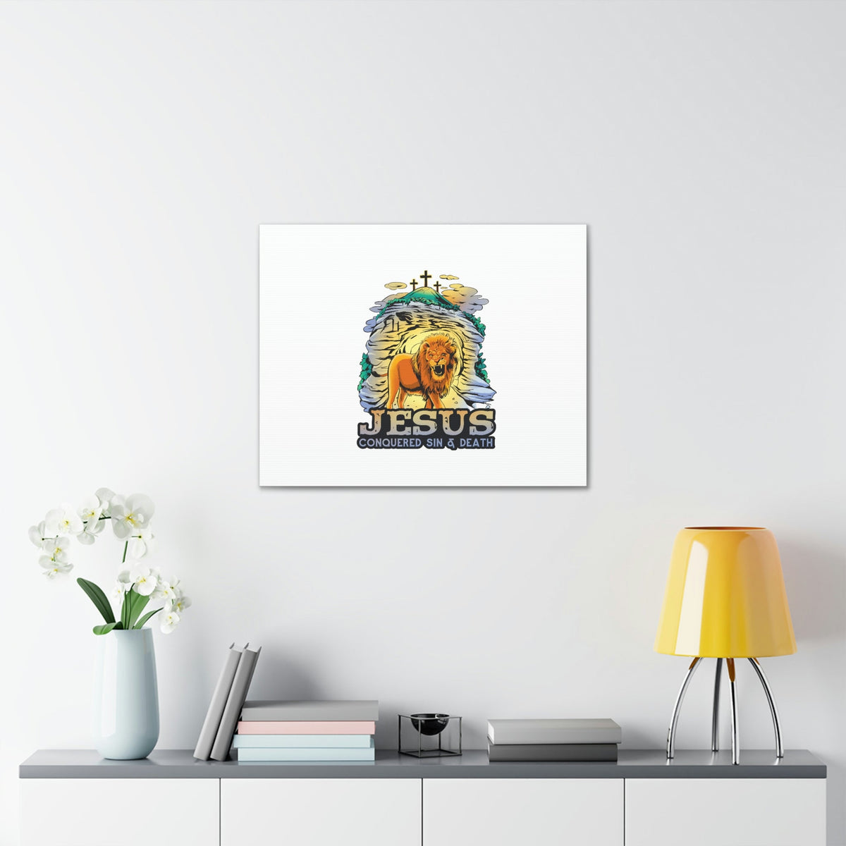 Scripture Walls Jesus Conquered Sin And Death 1 Corinthians 15:55-57 Christian Wall Art Bible Verse Print Ready to Hang Unframed-Express Your Love Gifts