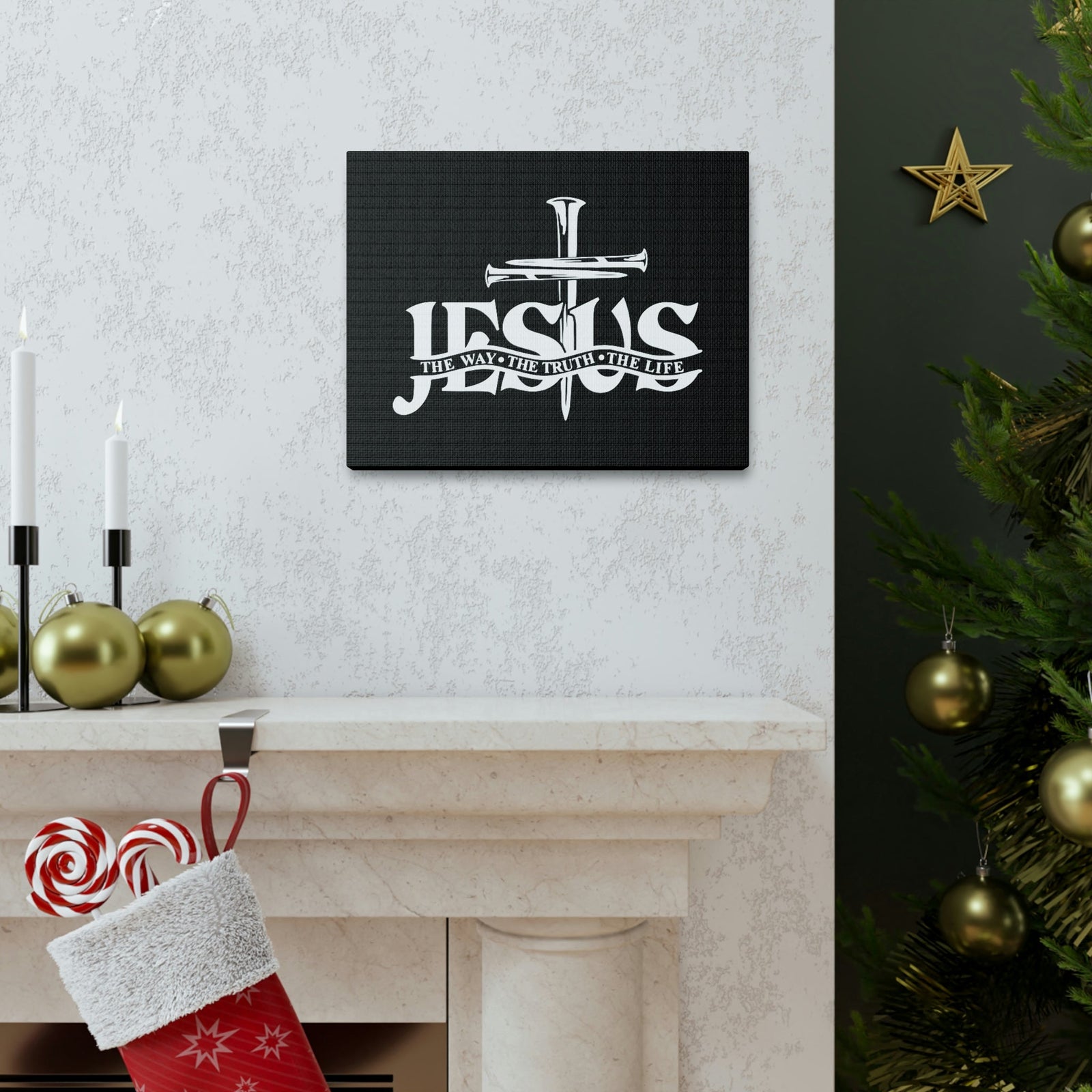 Scripture Walls Jesus Cross The Way John 14:6 Christian Wall Art Bible Verse Print Ready to Hang Unframed-Express Your Love Gifts