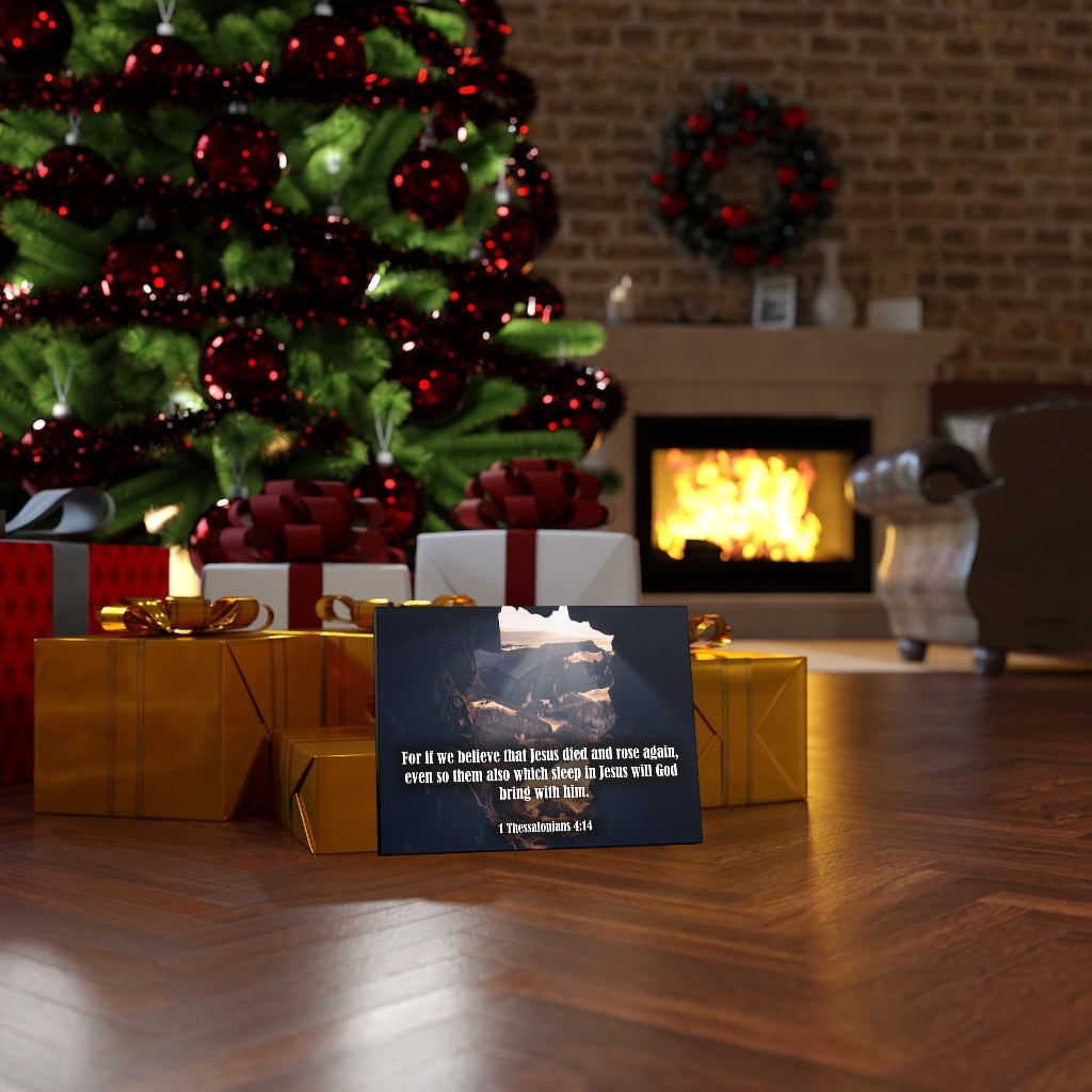 Scripture Walls Jesus Died and Rose Again 1 Thessalonians 4:14 Bible Verse Canvas Christian Wall Art Ready to Hang Unframed-Express Your Love Gifts