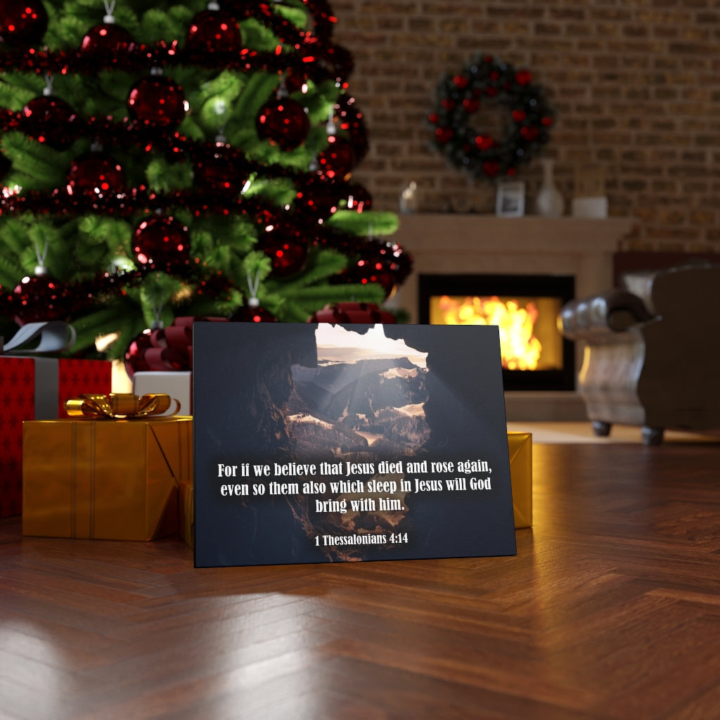 Scripture Walls Jesus Died and Rose Again 1 Thessalonians 4:14 Bible Verse Canvas Christian Wall Art Ready to Hang Unframed-Express Your Love Gifts