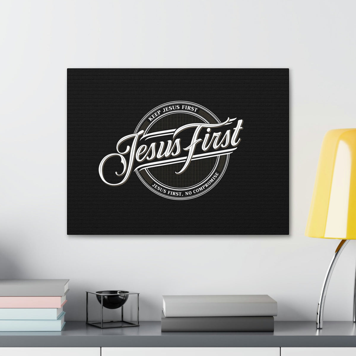 Scripture Walls Jesus First Matthew 22:37 Black Christian Wall Art Bible Verse Print Ready to Hang Unframed-Express Your Love Gifts