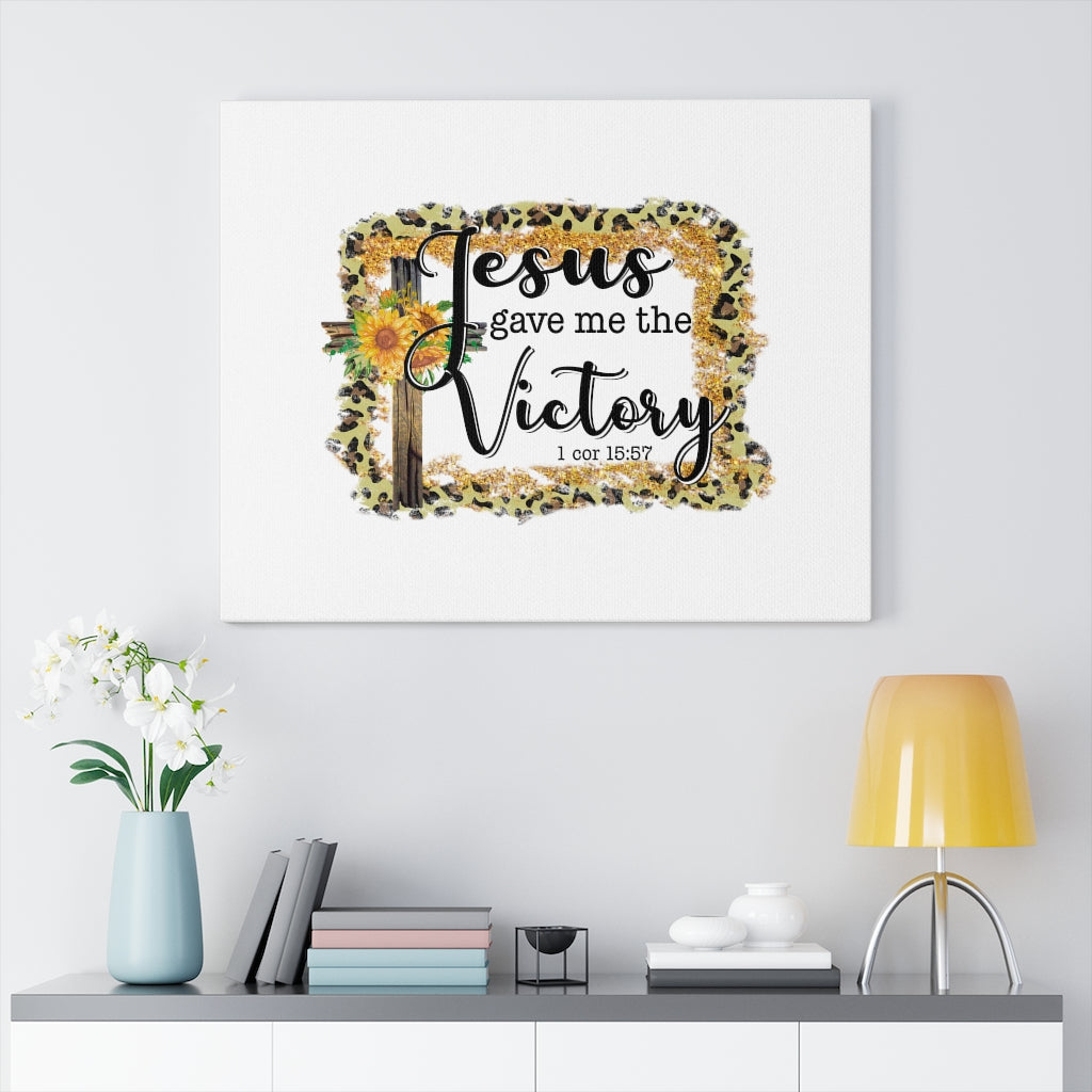 Scripture Walls Jesus Gave Me The Victory 1 Cor 15:57 Bible Verse Canvas Christian Wall Art Ready to Hang Unframed-Express Your Love Gifts