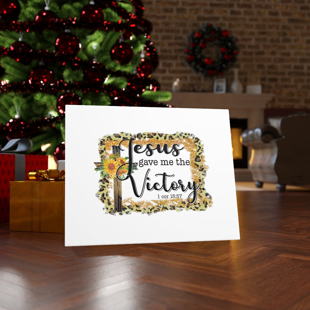 Scripture Walls Jesus Gave Me The Victory 1 Cor 15:57 Bible Verse Canvas Christian Wall Art Ready to Hang Unframed-Express Your Love Gifts