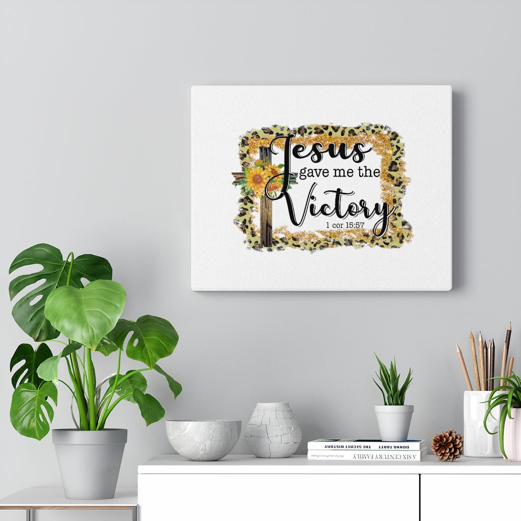 Scripture Walls Jesus Gave Me The Victory 1 Cor 15:57 Bible Verse Canvas Christian Wall Art Ready to Hang Unframed-Express Your Love Gifts