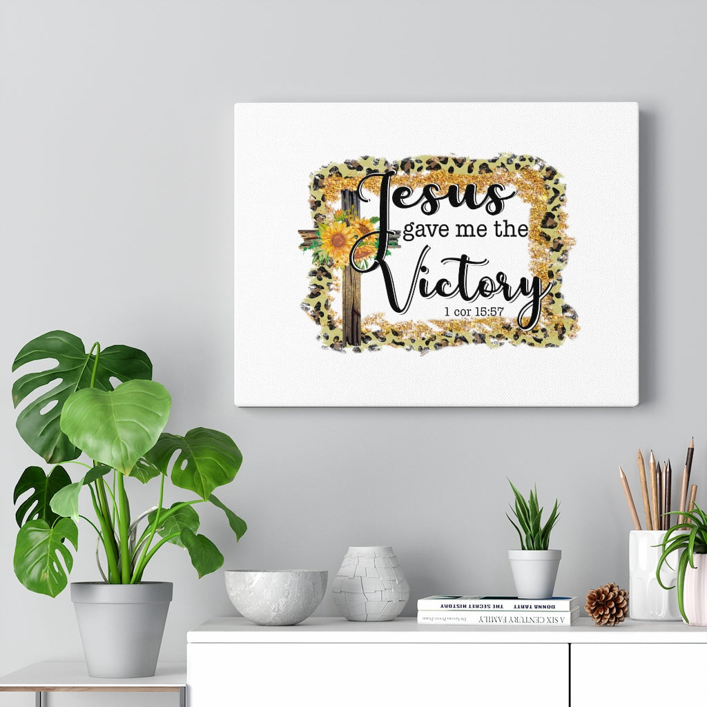 Scripture Walls Jesus Gave Me The Victory 1 Cor 15:57 Bible Verse Canvas Christian Wall Art Ready to Hang Unframed-Express Your Love Gifts