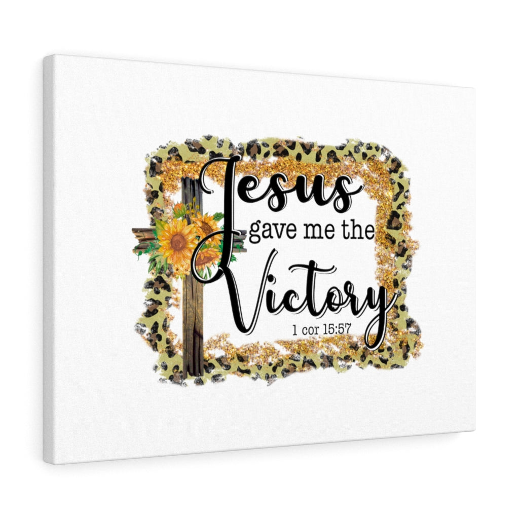 Scripture Walls Jesus Gave Me The Victory 1 Cor 15:57 Bible Verse Canvas Christian Wall Art Ready to Hang Unframed-Express Your Love Gifts