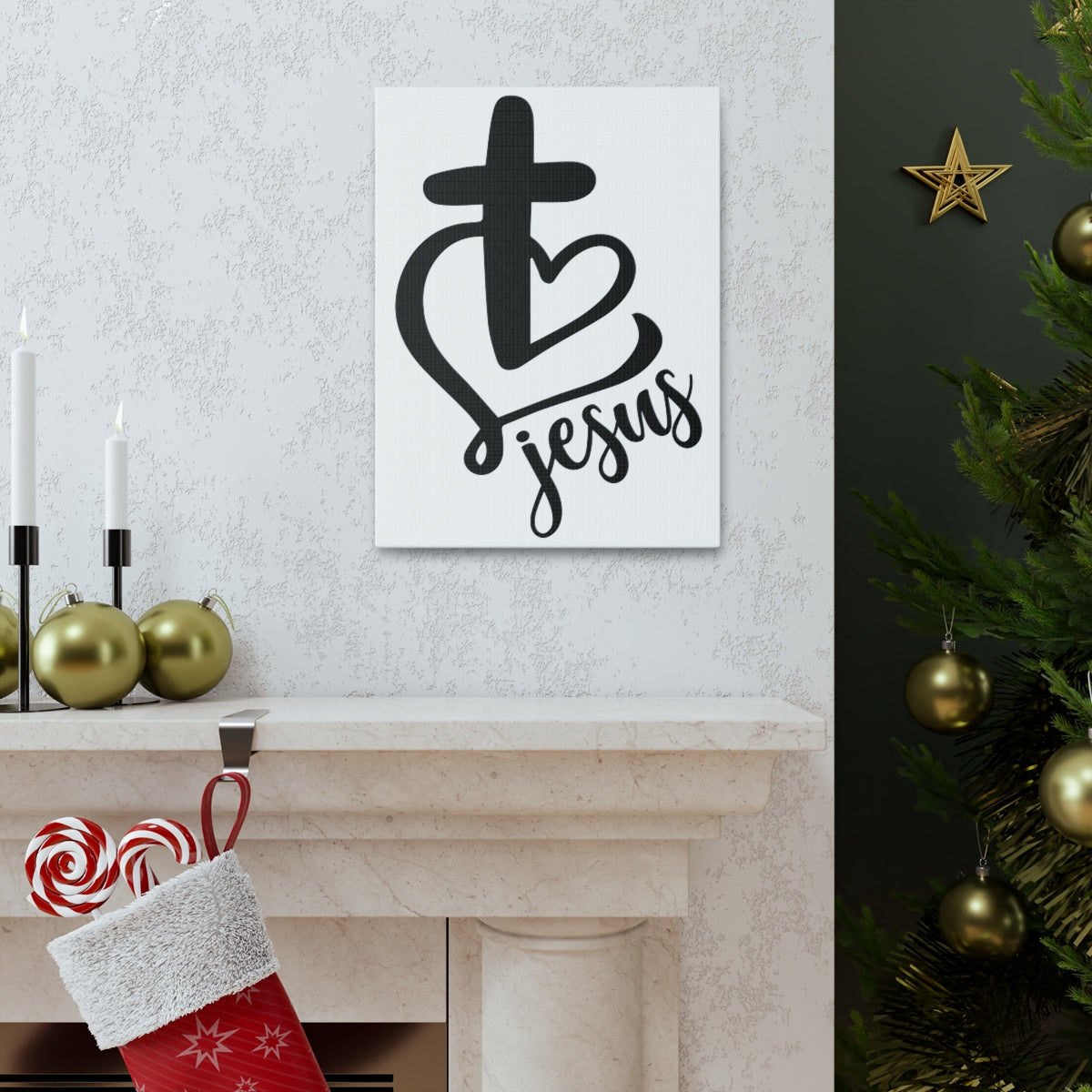 Scripture Walls Jesus Heart And Cross John 3:16 Christian Wall Art Print Ready to Hang Unframed-Express Your Love Gifts