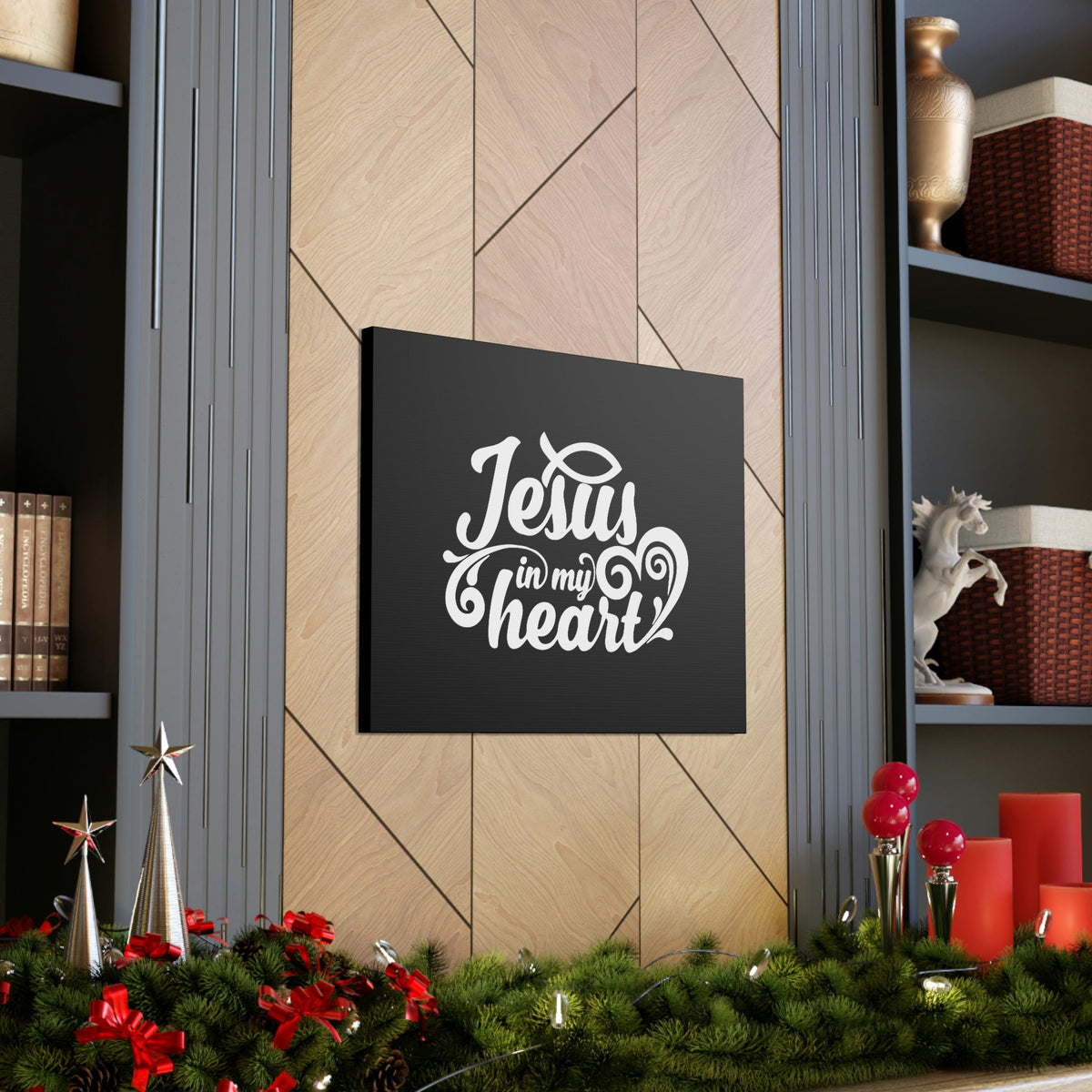 Scripture Walls Jesus In My Heart Ephesians 3:17 Fish Christian Wall Art Bible Verse Print Ready to Hang Unframed-Express Your Love Gifts