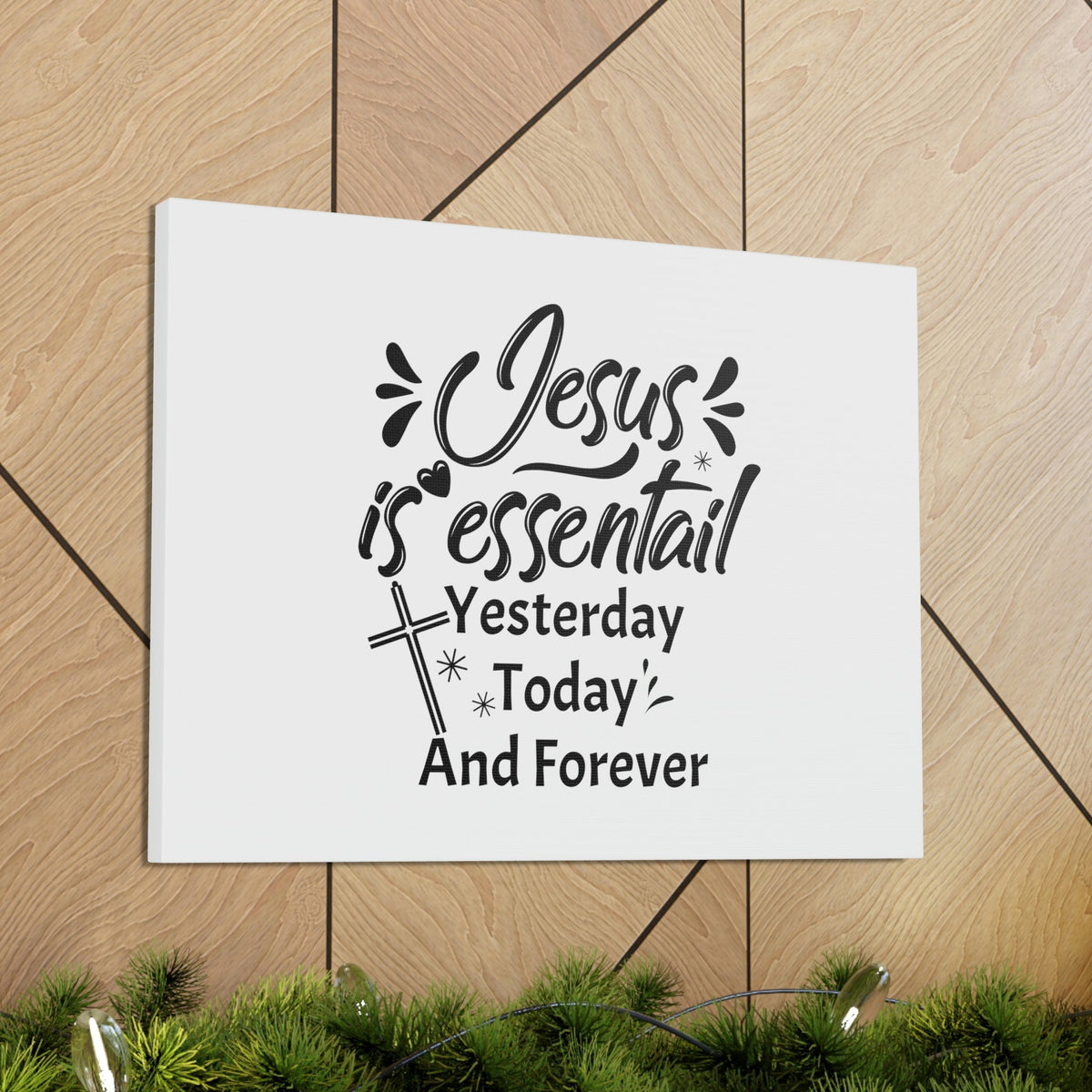 Scripture Walls Jesus Is Essential Hebrews 13:8 Cross Christian Wall Art Bible Verse Print Ready to Hang Unframed-Express Your Love Gifts